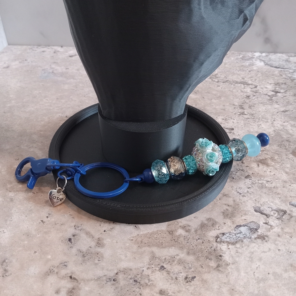 Blue Beaded Keychain/Bag Charm - Picture 3 of 5